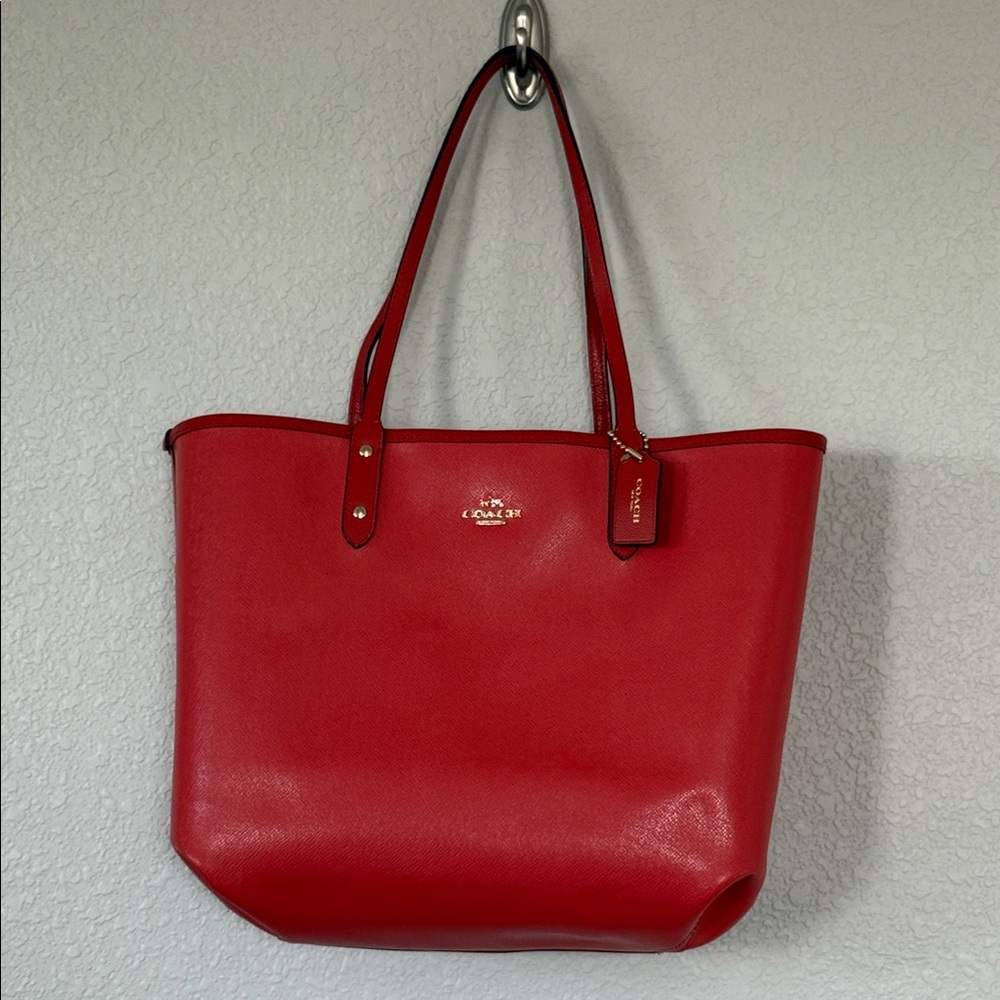 Coach Vibrant Red Orange Leather Shoulder Bag